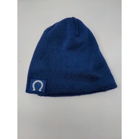 NFL Football Indianapolis Colts Beanie Hat Blue White Striped Pom Pom Patch Logo - Picture 10 of 12